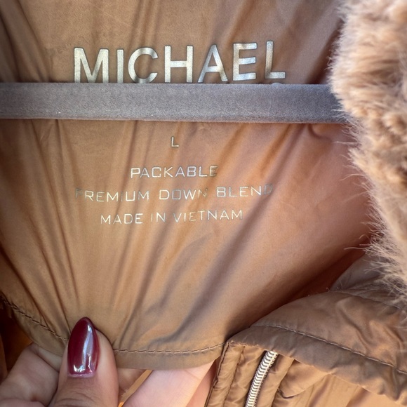 Michael Kors Women's Brown Puffer Jacket with Faux Fur Collar - Picture 7 of 11